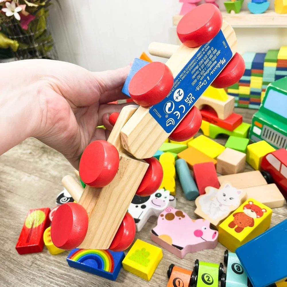 Montessori Wooden Building Blocks, Melissa and Doug Dump Truck and Wood Blocks